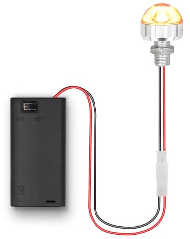 enwant Support de Pile AA avec Mini Lampe LED et Interrupteur Kit d'éclairage pour Maison de poupée, lumières LED Miniatures à Piles, boîte à Piles 3 V, 1 Paquet(Yellow)