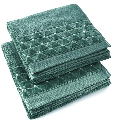 ZWOLTEX - Handtuchset 2 Stück Satz 50x100 cm Oscar - Towels Set Ägyptische Baumwolle, Sauna Handtuch Sets, Handtücher, Badehandtuch, Hantücherset, Strandhandtuch, Badehandtuch - Grün