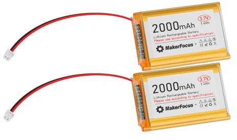 YELUFT 2 Stück 3,7 V 2000 mAh Lithium Polymer Akku 1S Wiederaufladbare Batterie mit Schutzplatine und JST 1.25 Stecker für ESP32 Entwicklungsboard
