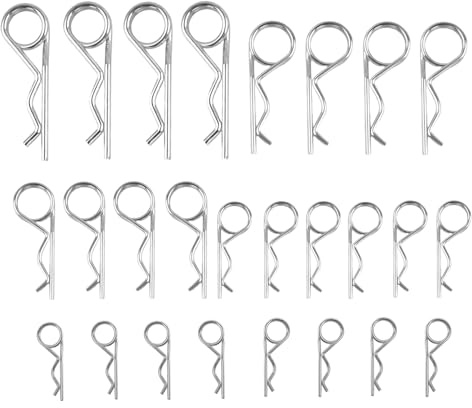 26 Stück Federstecker Doppelt Federsplinte R Splinte Sortiment M2.5-M5 | Edelstahl Verzinkte Sicherungssplinte 5 Größen R Clips Set Auto, Motor, Werkstätten, Rohrleitungen und Reparatur