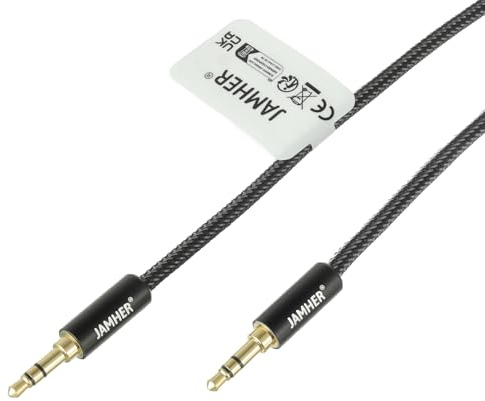 JAMHER 3.5mm Câble Jack Audio Auxiliaire Mâle vers Mâle Nylon Tressé Plomb Auxiliaire Pour Casque de Voiture Lecteur MP3 Smartphone Stéréos à la Maison Ordinateur Portable(0.5M/1.64ft)