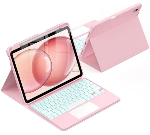 CACOE Funda con Teclado para iPad Air 11 Pulgadas con Touchpad, Rosa