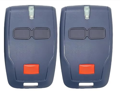 Pack de 2 mandos a distancia de garaje universales 433 MHz con código giratorio – 2 canales, compatible con Mitto 2, Kleio, Ghibli, TRC2 – Reemplazo para puerta de garaje y puerta segura y Grogramable
