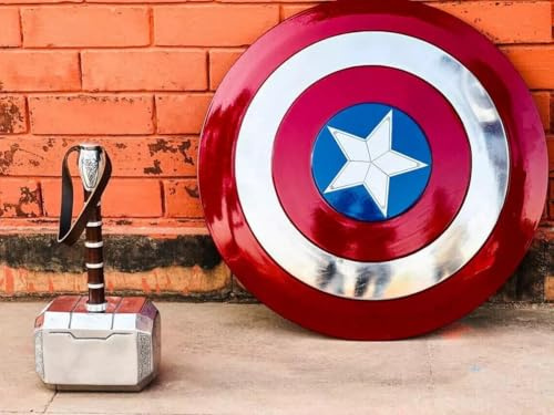 Captan America Shield & Thor Hammer Metal Prop Set Replica 22 in