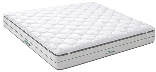 KNERST Matratzenauflage 200x200, Matratzenschoner, Made in EU, 95°C | Matratzenschutz, Bettauflage, OEKO-TEX® STANDARD 100, atmungsaktiv, 4 Eckgummis, weich, Allergiker, hautfreundlich