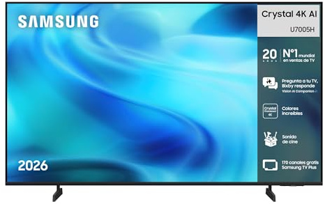 Samsung TV Crystal 4K AI U7005H 55 Smart TV con IA | Vision AI Companion, Crystal Processor 4K, Gaming Hub, Dynamic Sound Pack, Samsung TV Plus, Perfecto para cine en casa