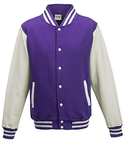 Just Hoods - Giacca College Varsity Jacket, unisex viola/bianco M