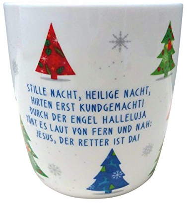 °*5352 Weihnachts Tasse Tannenbäume Stille Nacht aus Porzellan H 9 cm ca. 0,35 l