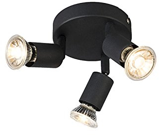 Qazqa - Modern Deckenstrahler im Industriedesign schwarz schwenkbar rund - Jeany 3-flammig Spotbalken I Wohnzimmer I Schlafzimmer - Stahl Rund - LED geeignet GU10