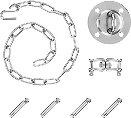Purovi® Kit de Fixation Complet pour Fauteuil Suspendu ou Hamac | INCL. Manille Pivotante | Capacité de Charge Allant jusqu'à 300 kg