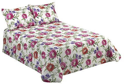 Viantala Tania 103 Set Copripiumino, Letto 180, Cotone, Fucsia e Bianco.