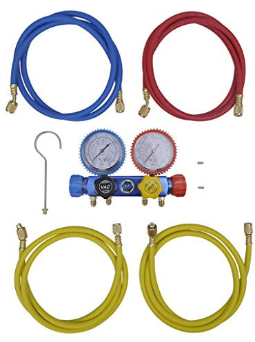 Festnight Set Manifold pour Climatisation Automobile 4 Voies d'air conditionné domestiques