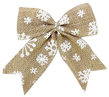 Supvox Weihnachts-Schleife mit Schneeflocken, rustikale Schleife, für Weihnachtsbaum-Ornamente, 10 Stück