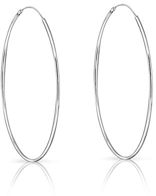 DTPsilver® 925 Sterling Silber Creolen Ohrringe - Klein/Mittelgroße/Groß - Dicke 1.2 mm - Durchmesser: 70 mm