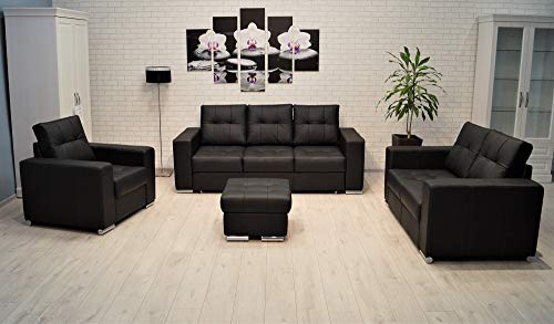 Quattro Meble Echtleder Sofagarnitur Mallorca Pik FS 3 er 205cm mit Schlaffunktion + 2 er + Sessel + Hocker Ledersofa Echt Leder Couchgarnitur Möbel Set große Farbauswahl.