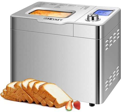 COOCHEER Machine à pain d'une capacité jusqu’à 900 g, Programmes intelligents et automatiques, 3 tailles de pain, 550W, 36 x 22 x 30 cm, Argenté