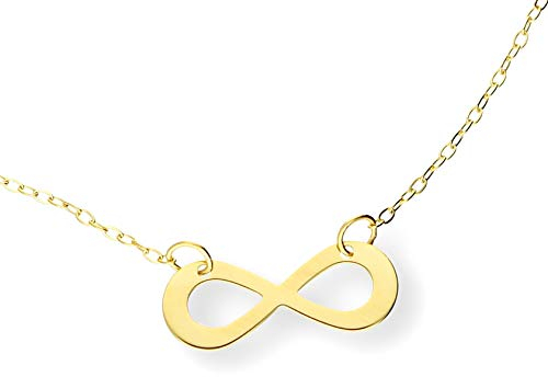 mk-silber Echte 585 Gold Kette/COLLIER Infinity Symbol Liebe Unendlichkeit Gelbgold 45cm