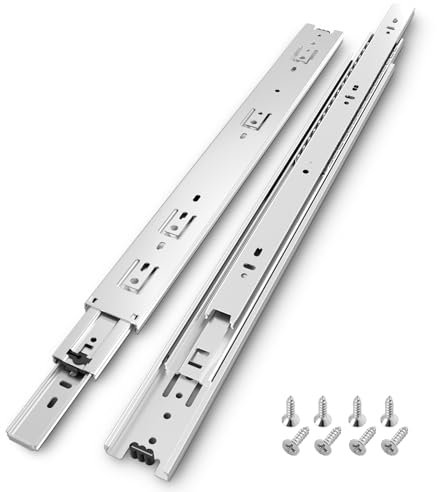 AOLISHENG Vollauszug Schubladenschienen 500 mm Schubladen Schienensystem Kugellager Strapazierfähig 45KG Tragkraft 1 Paar(Silber)
