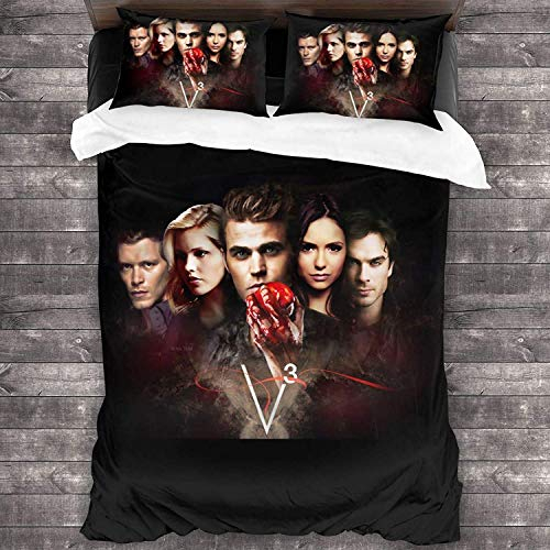 NICHIYO The Vampire Diaries Bettwäsche-Set - Bettbezug und Kissenbezug, Mikrofaser, 3D-Digitaldruck dreiteiliger Bettwäsche (4,Single 135 * 200cm)