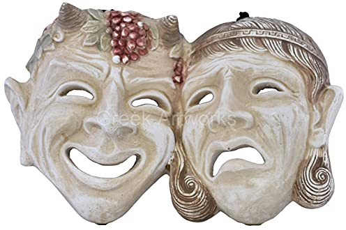 Masken-Komödie und Tragödie Happy Traurig griechisches Theater Symbol Wanddekoration Steinguss