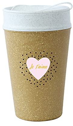 koziol ISO TO GO JE TÁIME doppelwandiger Becher mit Deckel 400ml, TO GO Becher, ohne Bambus