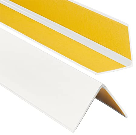 ProfiPVC Winkelprofil 50x50mm, Kunststoffwinkel aus PVC-Gummi - selbstklebend Kantenschutzprofil, elastischer Kantenschutz - Eckschutzprofil, einfache Montage - 100cm, Weiß