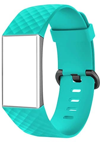 CoolGadget Armband kompatibel mit Fitbit Charge 3 / Charge 4 aus Silikon, [Flexibles Sport Fitness Uhren Band], Damen und Herren - Hellblau