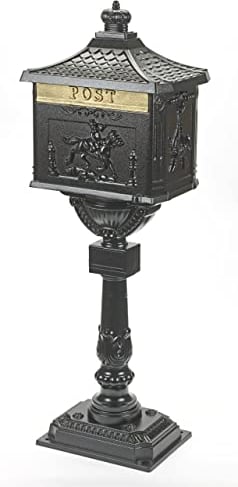 Primaster Standbriefkasten Briefkasten Postkasten schwarz 117x34x25cm Aluminium