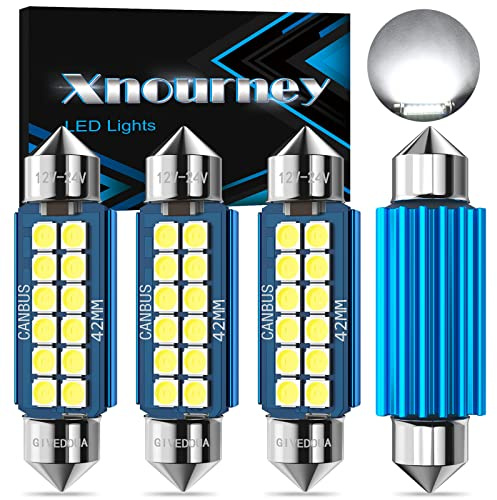 578 Bombilla LED 211-1 211-2 41mm 42mm 1.63 Bombilla LED, 12V 24V CANBUS Sin Error Bombilla LED para Interior Dome Light Map Light Placa de Cortesía 6500K Blanco Juego de 4