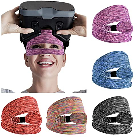 Abnaok 5 Pack Adjustable Breathable VR Sweat Band for Oculus Quest 2, HTC Vive, PSVR, Samsung Gear, VR Workouts
