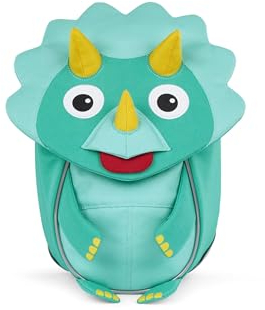 Affenzahn Kleiner Freund Kindergarten-Rucksack für 1-3 Jährige Ergonomisch Reflektierend Ziehzunge mit Namensschild Dinosaurier - Grün