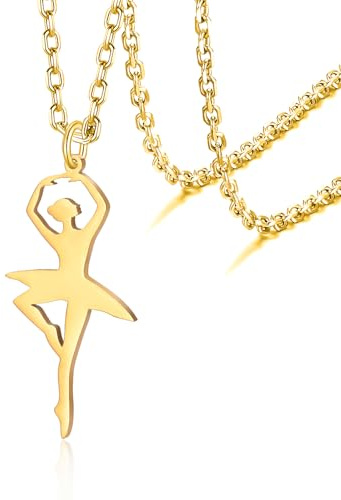 VASSAGO Ballerina Ballett Halskette Geschenke für Mädchen Frauen zierlich Dance Recital Ballett Herz Anhänger Schmuck für Tochter Mama