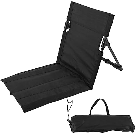 ciciglow Tragbarer Strandmatten-Loungesessel, Klappbarer Outdoor-Liegepark-Strandstuhl mit Rückenstütze, Zum Sonnenbaden, Strandliege für die Terrasse, Leichte Campingstühle (Schwarz)