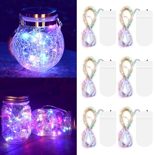 Moocuca 6 x 20er Mini Lichterkette Mit Batterie, 2 Meter Lichterkette Klein mit Batterie, Mini LED Lichterkette, Kleine Lichterkette, Micro LED Lichterkette für Party Hochzeit Weihnachten(Farbig)