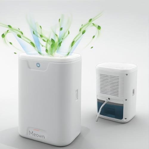 Meown 700ml Electric Dehumidifier, Quiet Portable Mini Damp Absorber with Auto Shut-Off, LED Indicator & Energy-Efficient Operation, Compact Moisture Remover for Bedroom, Bathroom, Caravan & Office