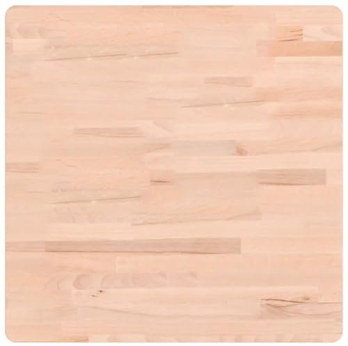 vidaXL Tischplatte, Quadratisch Holzplatte mit 4 abgerundeten Ecken, Holztischplatte Ersatzplatte für Couchtisch, Massivholztischplatte Platte, 60x60x4 cm Massivholz Buche