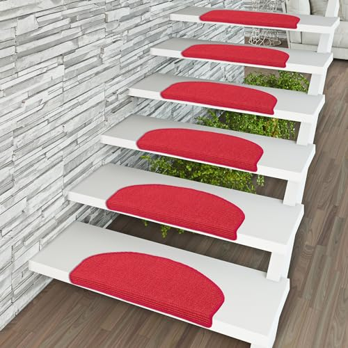 Snapstyle Natur Sisal Stufenmatte Halbrund Einfarbig | 100% Naturfaser | Rutschsicher und Robust | Große Farbeauswahl