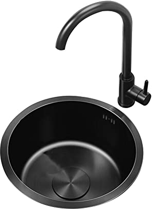 Fregadero De Cocina De Un Seno, Fregadero Redondo De 40 X 40 Cm Fregaderos De Barra Instalación En El Escenario De Encendido/Apagado para Uso Doméstico Barra De Cocina Restaurante
