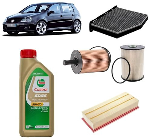Kit tagliando 4 filtri + 5L olio Edge 5W-30 LL per Volkswagen Golf 5 V 2.0 TDI,AZV/BMM/BKD