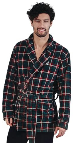 Navigare Vestaglia da Camera in Pile Stile Scozzese a Quadri Colore Verdone per Uomo (48/M)