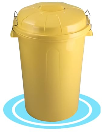 Dekohome Poubelle 100 l de capacité avec couvercle. Fabriquée en plastique résistant, idéale pour le stockage des ordures pour la maison, le bureau ou l'industrie - Jaune