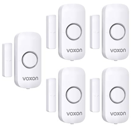 VOXON Wireless Door and Window Alarm Sensor 5 Pack 2 Modes Magnetic Window Door Burglar Alarm with 100dB Loud for Kids Safety Home Shop Security