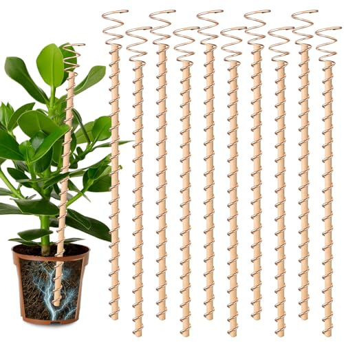 10pcs Electroculture Plant Stakes, 13.5''/17 Available Copper Coil Wire Antennas Garden Stakes, Tensor Rings Kit, Copper Rods Electronic Planting for Growing Vegetable Garden Plants Support