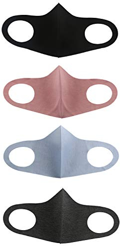 JewelryWe 4er-Pack Gesichtsmaske Maske aus Baumwolle: Atmungsaktive Mund und Nasenschutz mit Nasenbügel und Flexibel Bänder - wiederverwendbar waschbar und langlebige Staubmaske