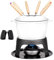 Mabeeze Service à fondue en fonte pour fromage, chocolat ou viande – Comprend une casserole émaillée de 1,6 l, 6 fourchettes à fondue, un brûleur, un support, une base et des gants