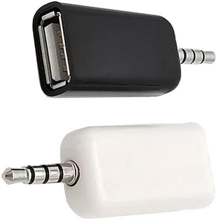 ThrtRht - Confezione da 2 adattatori audio da AUX a 3,5 mm, convertitore USB A femmina a maschio per chiavetta USB, U-Disk, lettore CD per auto, musica MP3, solo porta ausiliaria