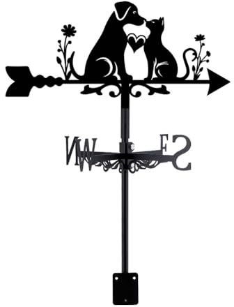 SUPERDANT Girouette de Jardin Exterieur pour Chat et Chien Girouette pour Animaux Girouettes en Métal Noir pour Animaux de Compagnie Décoration de Jardin Art Deco Jardin Exterieur