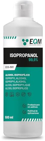 EQM - ECO-301 - Alcohol Isopropílico 99,9% - 500 ML - Isopropanol - Limpieza componentes electrónicos, objetivos y pantallas - Limpieza de resinas en impresión 3D - Limpiacristales y desengrasante