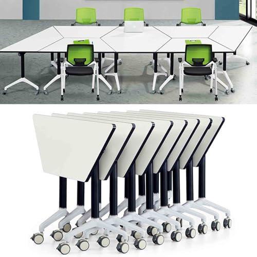 Faltbarer Trapez-Konferenztisch mit Klappdeckel und leisen Rädern für Bürotraining Meetings