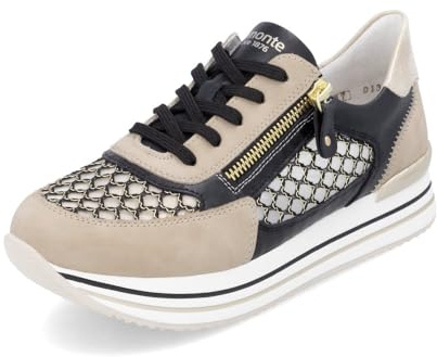 Remonte Damen Low-Top Sneaker D1329, Frauen Halbschuhe,lose Einlage,Freizeit,sportlich,straßenschuhe,Strassenschuhe,schwarz Kombi (03),45 EU